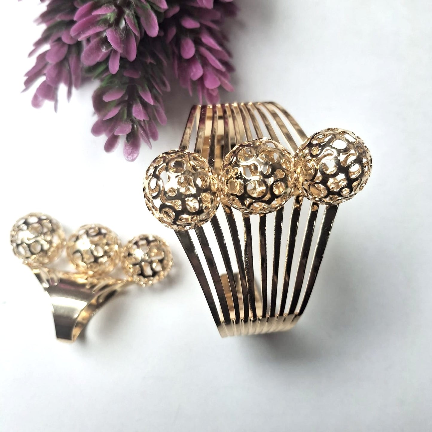 Aurora Gleam Triple Sphere Cuff & Ring Set