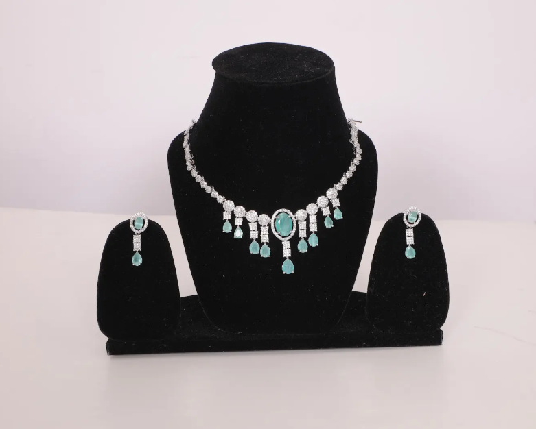 Ocean Mist Necklace Set with American Diamonds