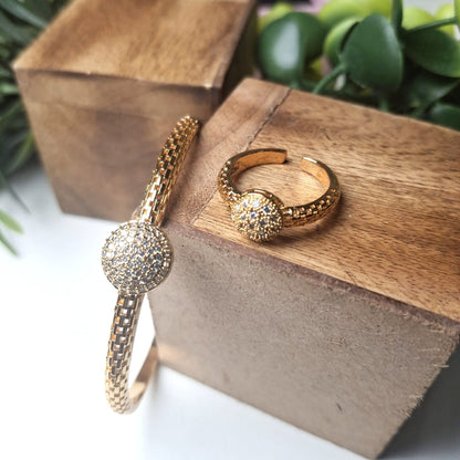 Celestial Bloom Golden Halo - Bracelet & Ring set