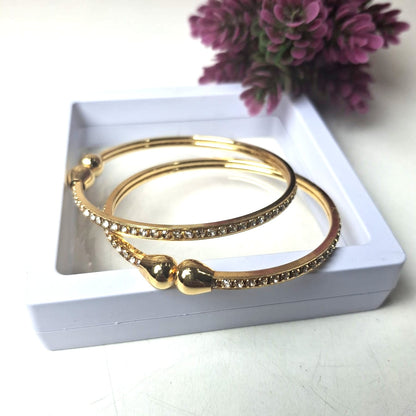 Gold & Sparkling Stone Twist Bangles Duo