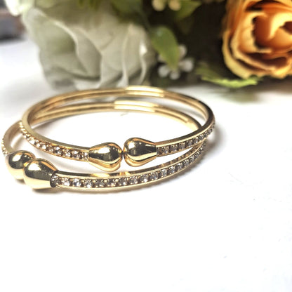 Gold & Sparkling Stone Twist Bangles Duo