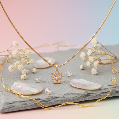 Sparkling Butterfly Elegance Pendant