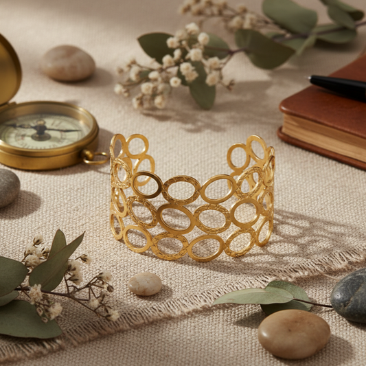 Lattice Luxe Interlink Oval Cuff Bracelet