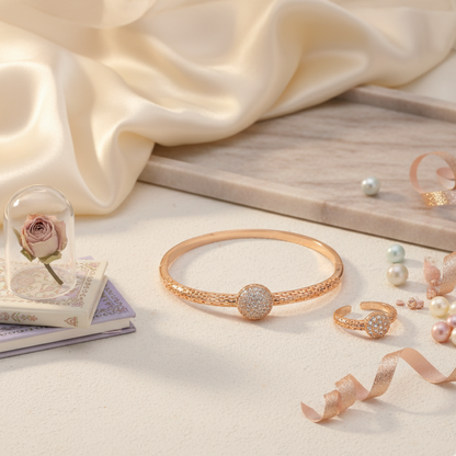 Celestial Bloom Golden Halo - Bracelet & Ring set
