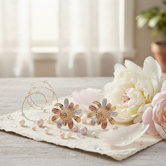 TrioTone Bloom Stud Earrings