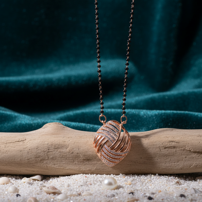 Contemporary Rose Gold Mangalsutra with Dazzling Knot Pendant