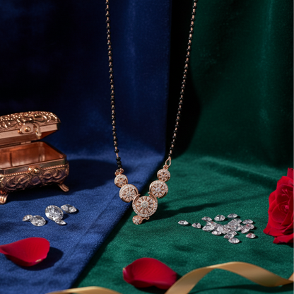 Radiant Gold-Toned Mangalsutra | Sparkling Diamond Pendant