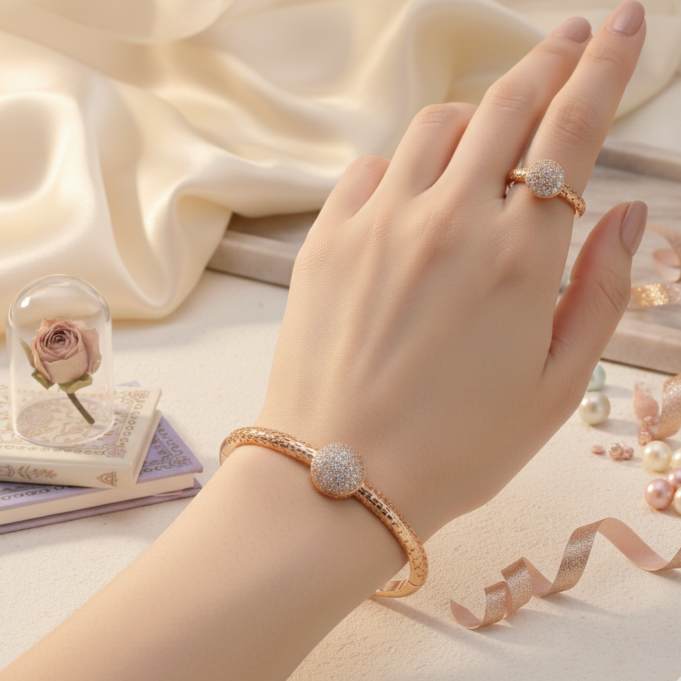 Celestial Bloom Golden Halo - Bracelet & Ring set