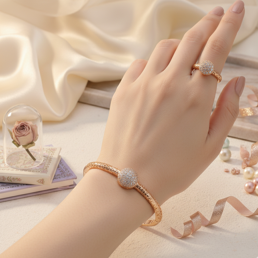 Celestial Bloom Golden Halo - Bracelet & Ring set