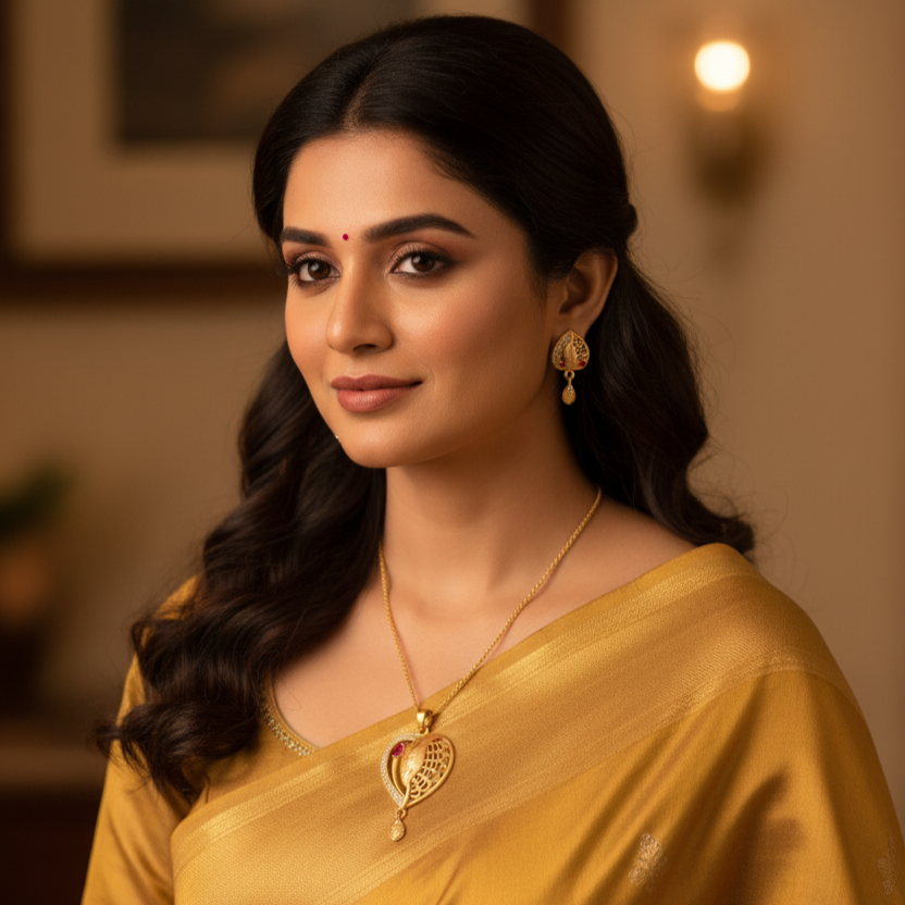 Red Teardrop Accents with Complimentary Chain Pendant Set Earrings