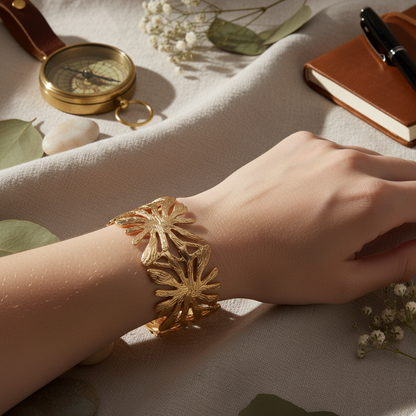 Verdant Muse Monstera Leaf Cuff Bracelet