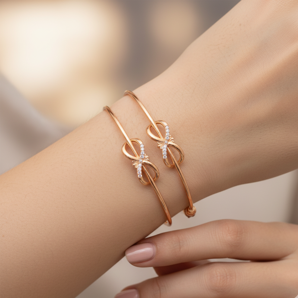 Sparkling Rose Gold Infinity Bracelets