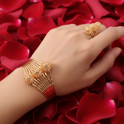 Aurora Gleam Triple Sphere Cuff & Ring Set