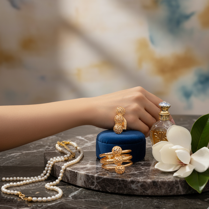 Golden Orb Cuff & Ring Set