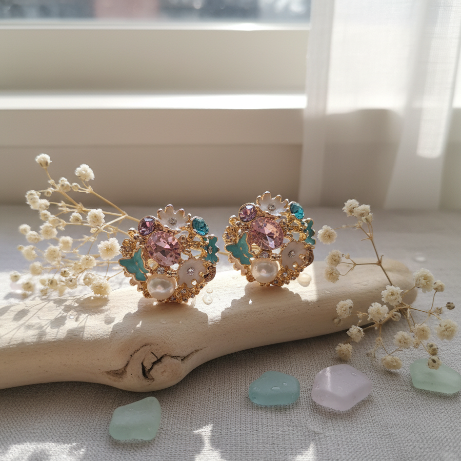 Ornate Bloom Circle Earrings