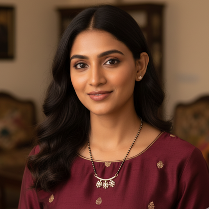 Floral Elegance Dailywear Mangalsutra – Gold-Toned with AD Stones