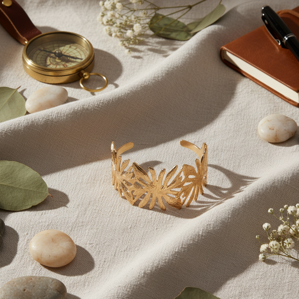 Verdant Muse Monstera Leaf Cuff Bracelet