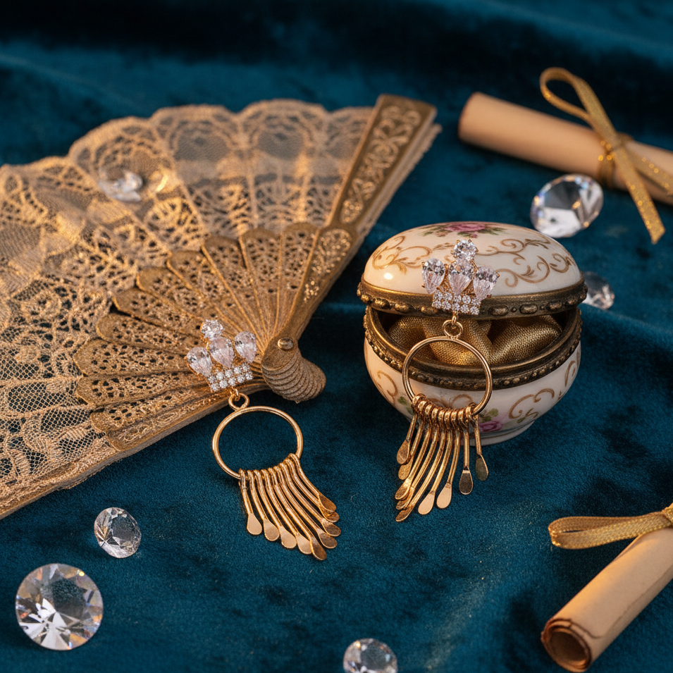 Regal Cascade Gold Earrings