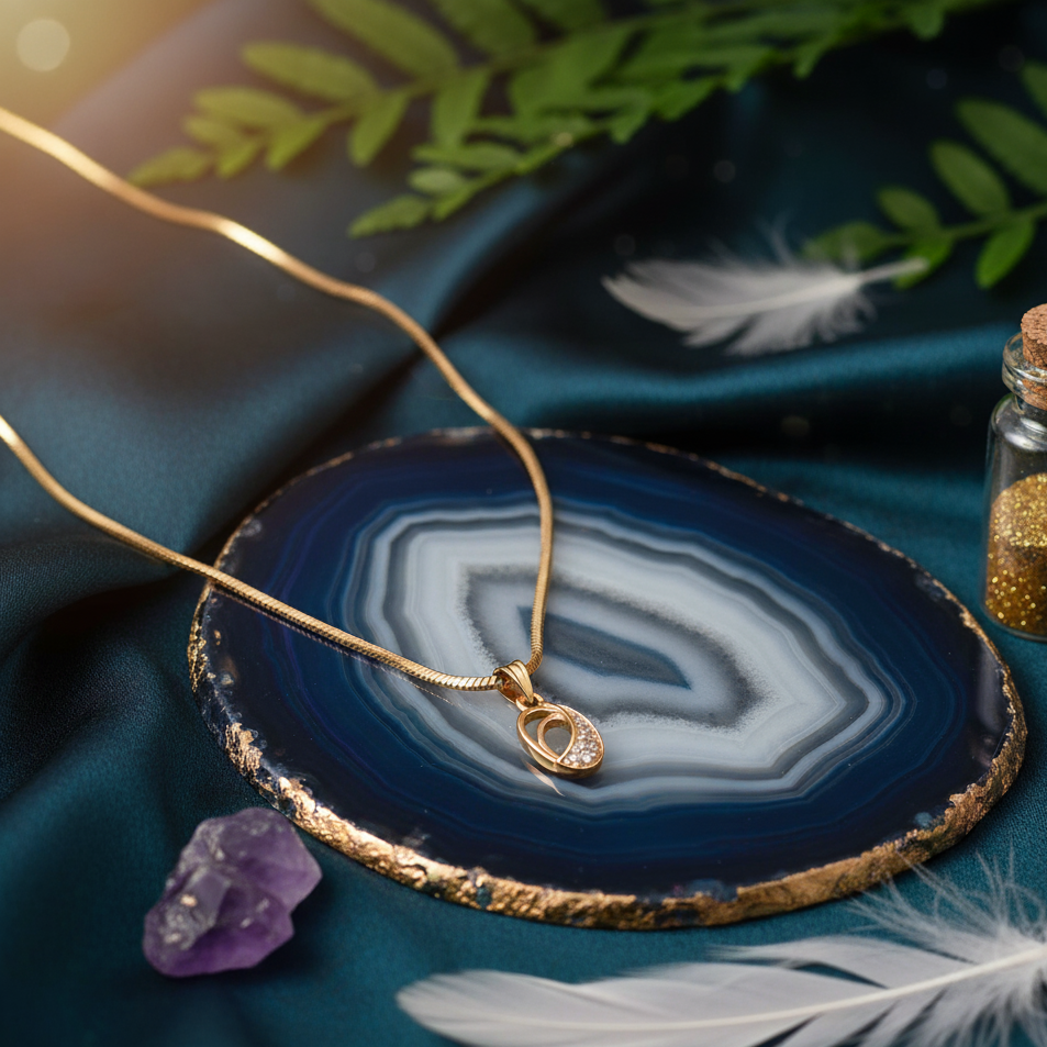 Oval Harmony Ad Stone Pendant Chain