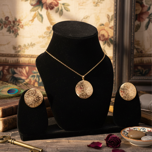 Solar Radiance Stainless Steel  Pendant Set with Earrings