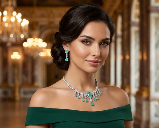 Ocean Mist Necklace Set with American Diamonds