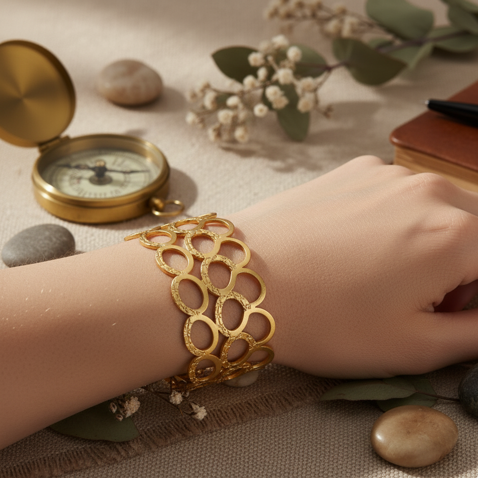 Lattice Luxe Interlink Oval Cuff Bracelet