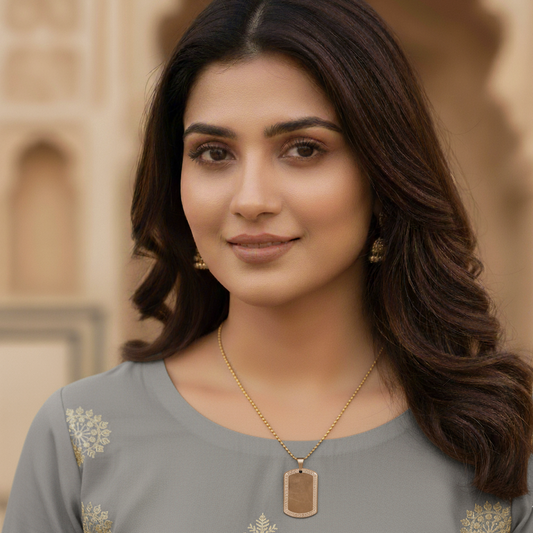 Golden Grace – Ornate Rectangle Pendant Necklace