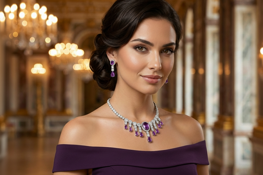 Midnight Spark Necklace Set with American Diamonds