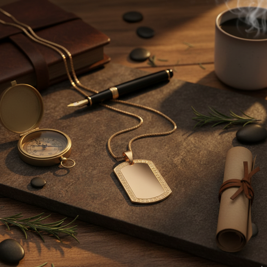 Golden Grace – Ornate Rectangle Pendant Necklace