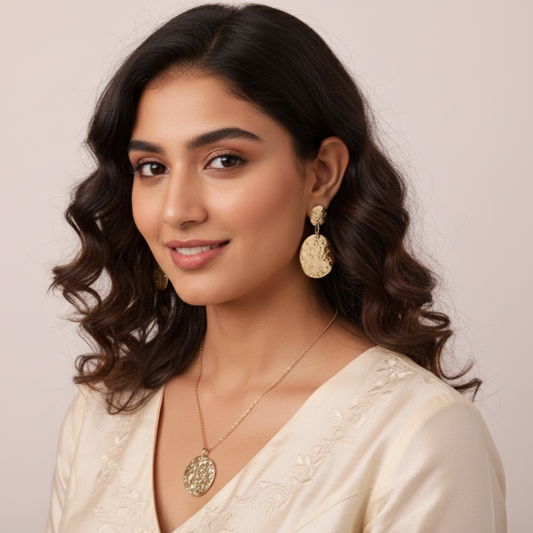 Solar Radiance Stainless Steel  Pendant Set with Earrings