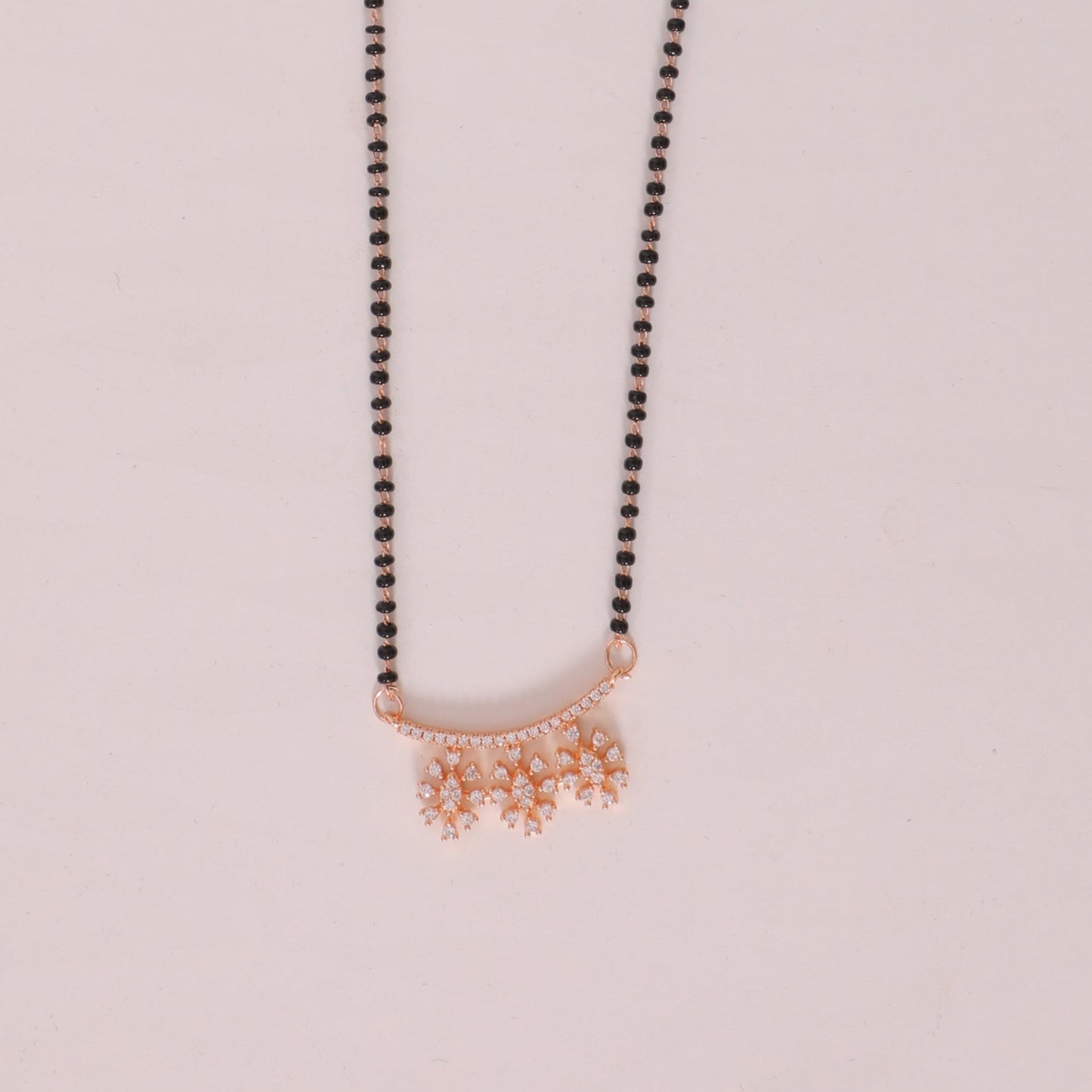 Floral Elegance Dailywear Mangalsutra – Gold-Toned with AD Stones