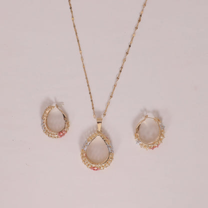 Tri-Tone Lattice Statement Set | Pendant and Earring Set
