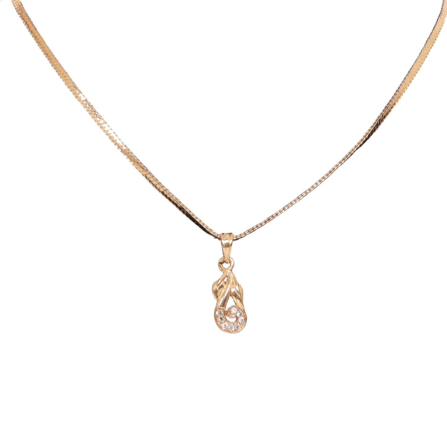 Leaf Swirl AD stone Pendant Chain