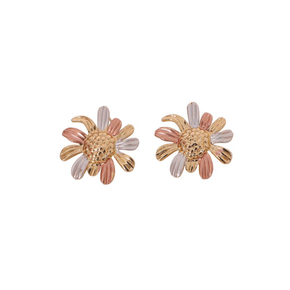 TrioTone Bloom Stud Earrings