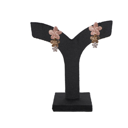 TrioBloom Metallic Flower Earrings