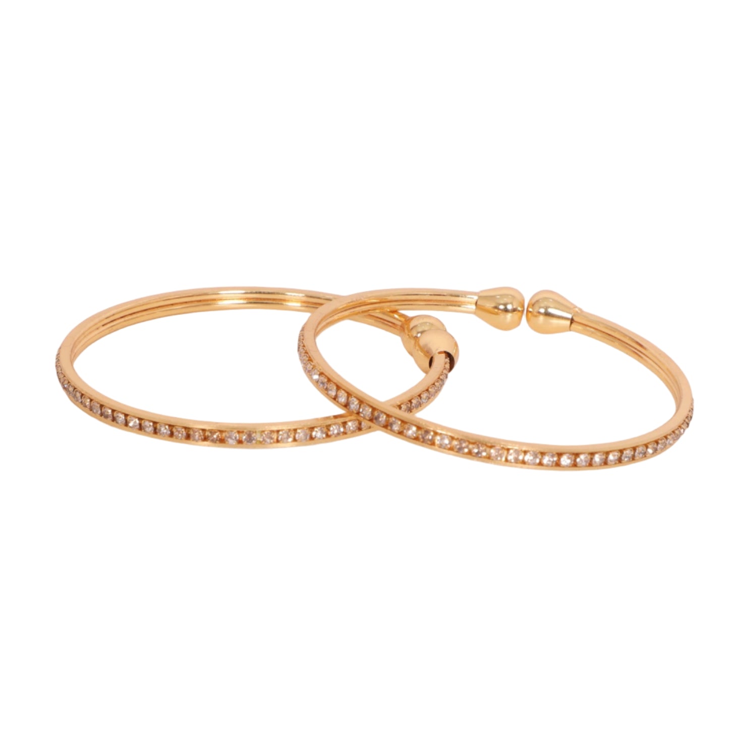 Gold & Sparkling Stone Twist Bangles Duo