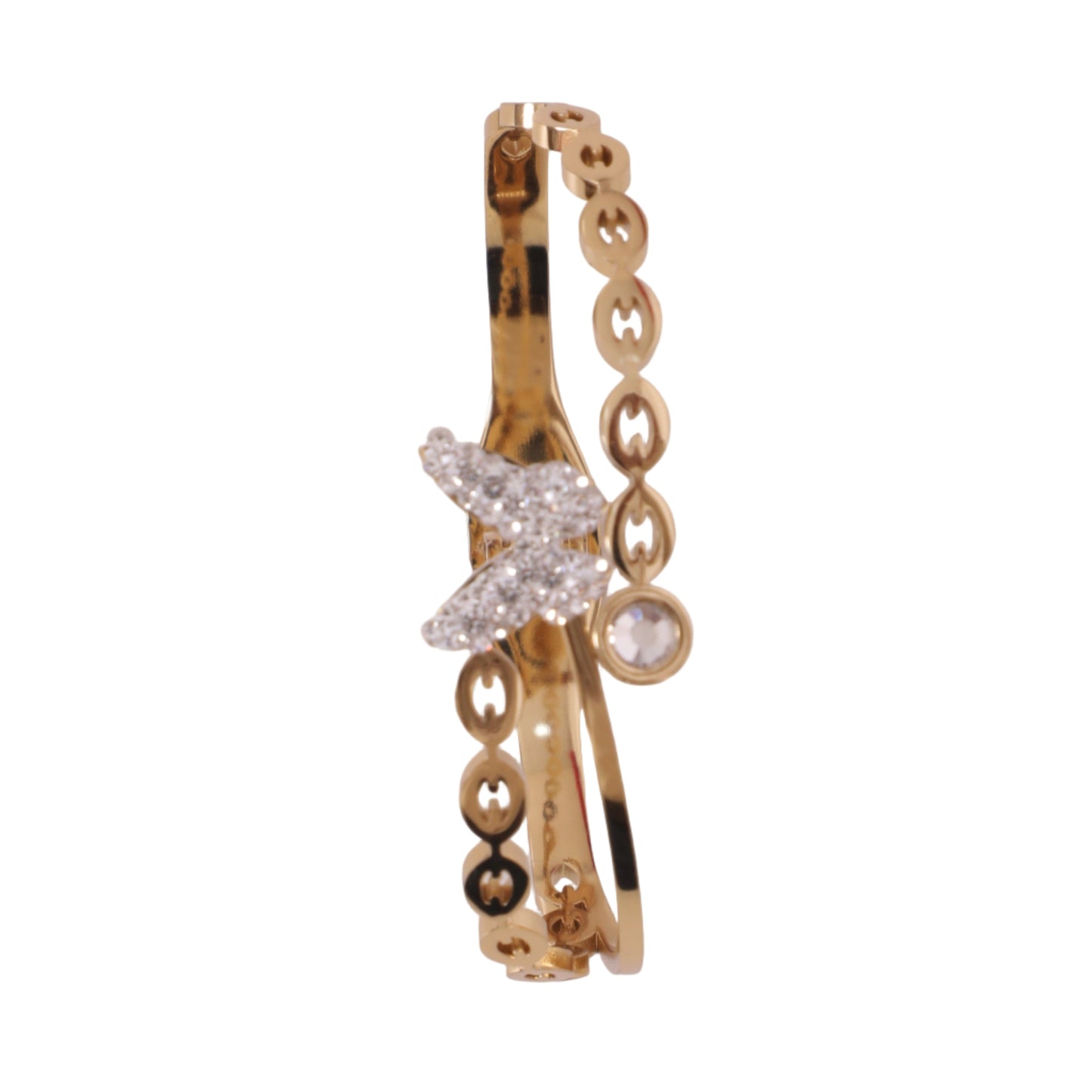 Anti-Tarnish Gold Bangle | Butterfly & American Diamond Design