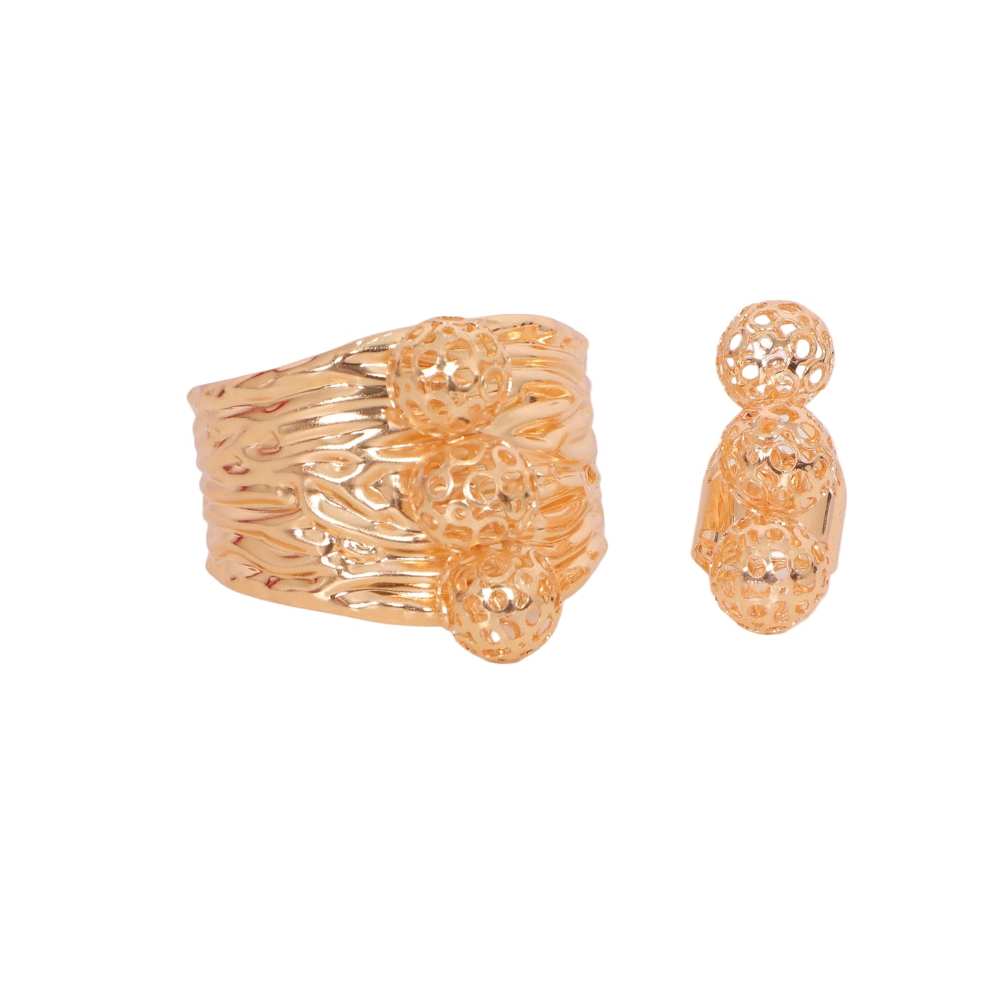 Solar Bloom Filigree Orb Cuff & Ring Set