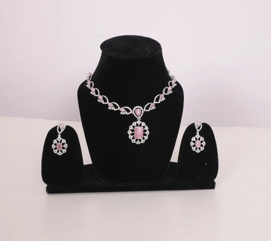 Blush Elegance Necklace Set with American Diamondsy