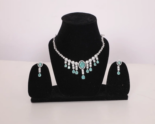 Ocean Mist Necklace Set with American Diamonds